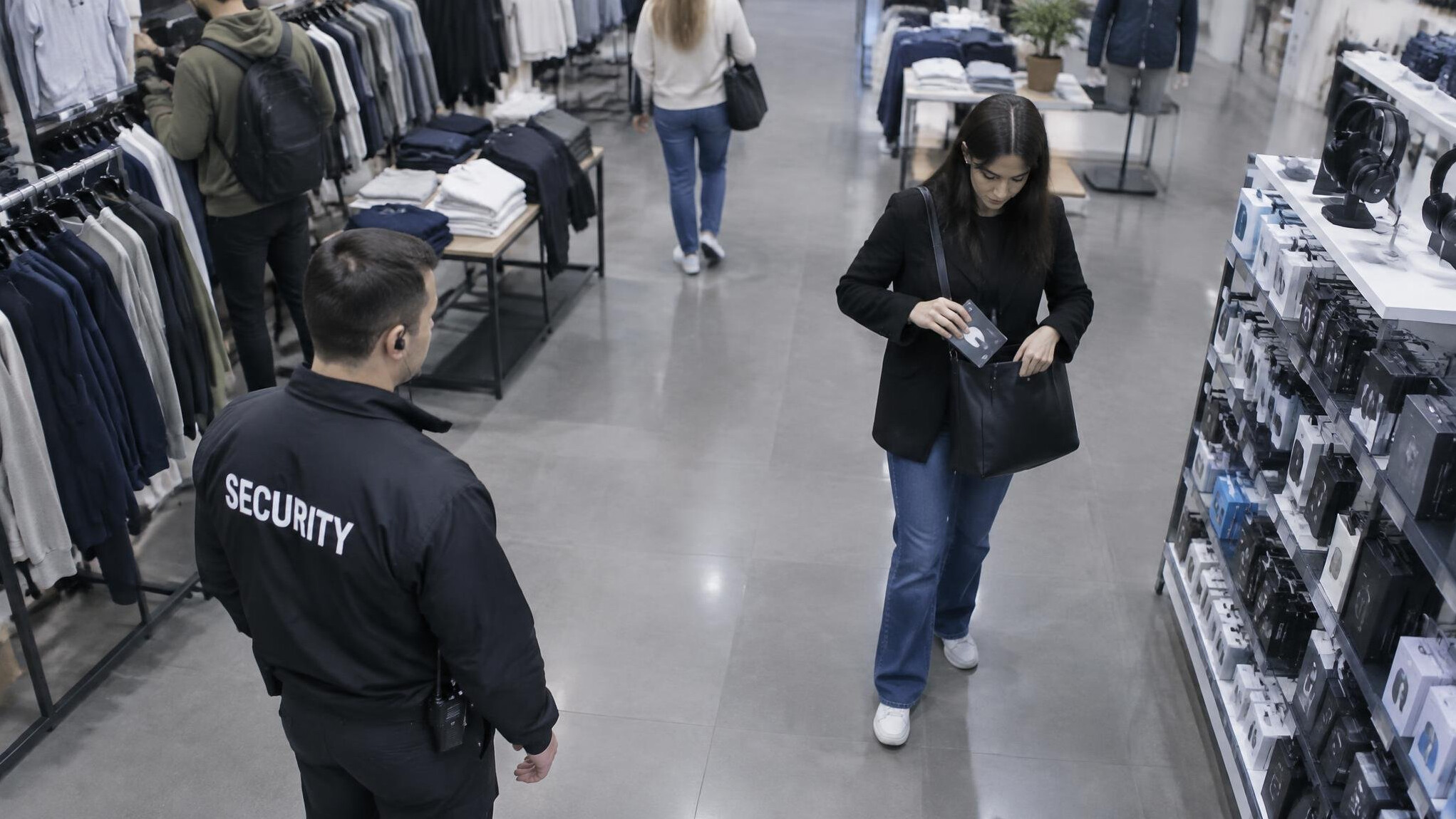 store detective observing shoppers