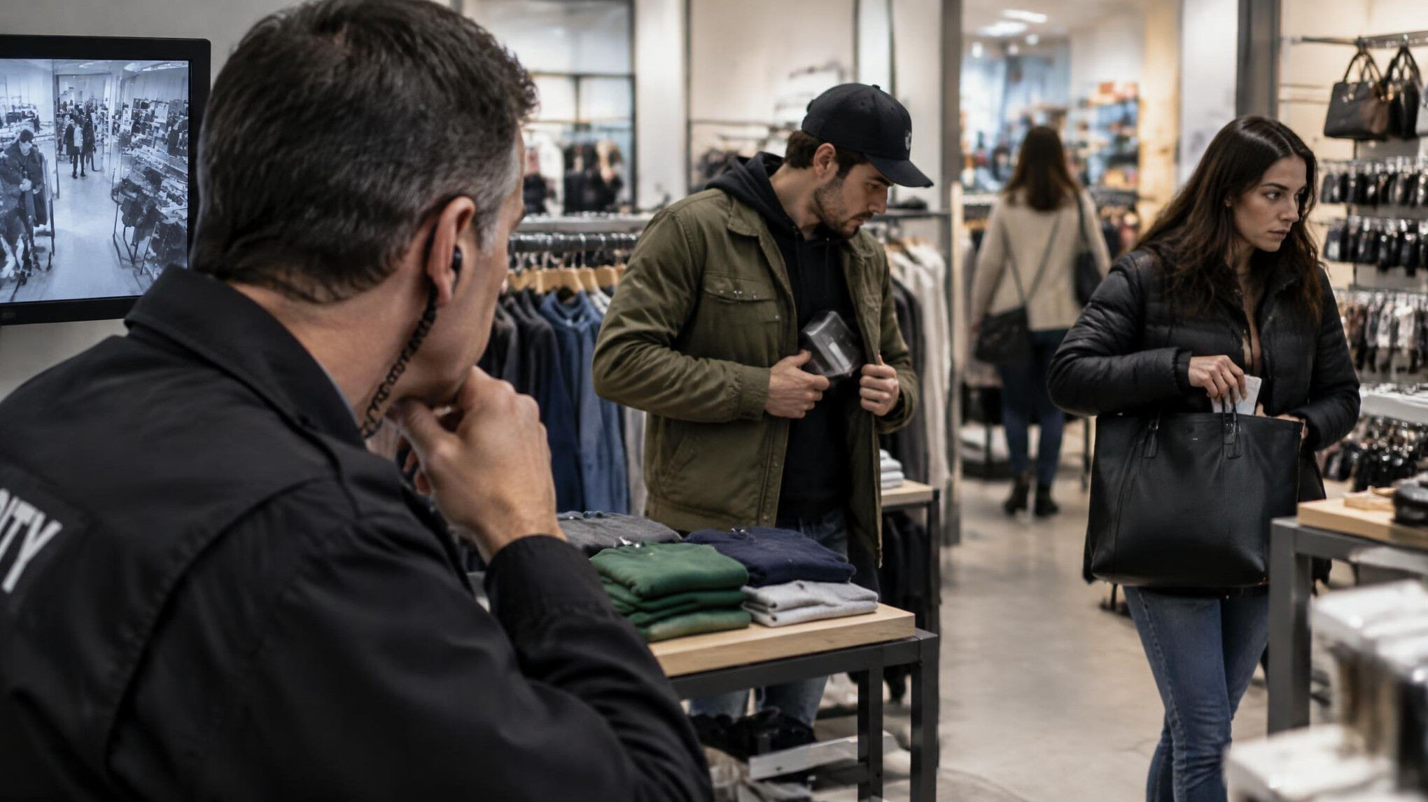 detective watching shoplifters